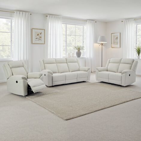 Skye 3+2+1 Linen Electric Recliner Sofa Set (Beige)