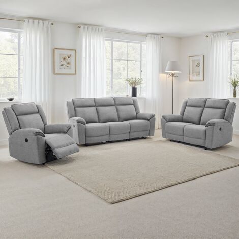 Skye 3+2+1 Linen Electric Recliner Sofa Set (Grey)