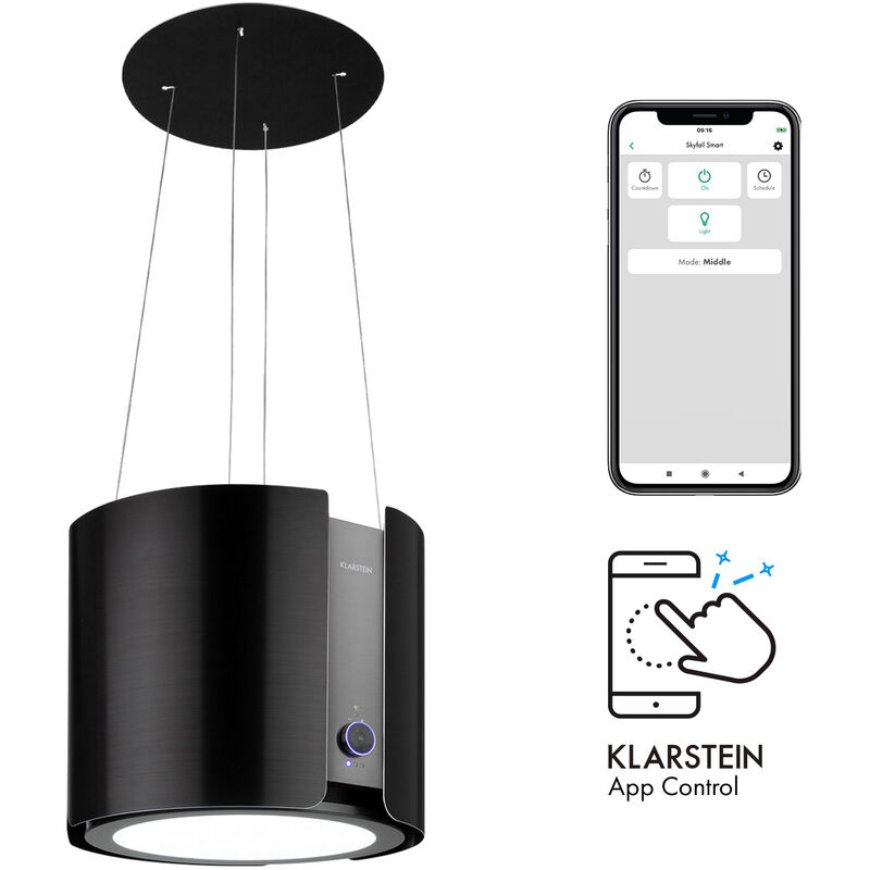 

Skyfall Smart Campana de isla Ø45cm Recirculación de aire 402m³/h Led Negra