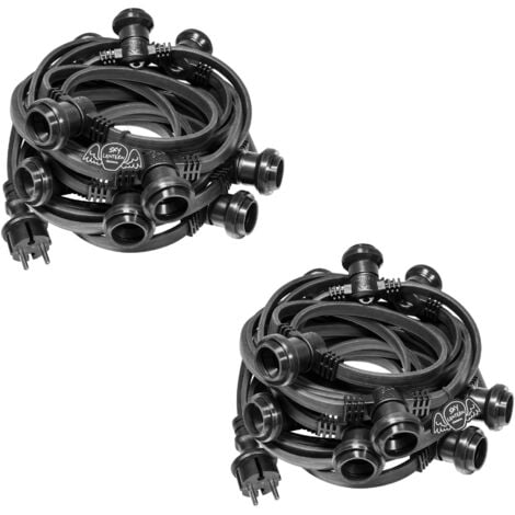 SKYLANTERN® Guirlande Guinguette Extérieure IP65 20m Noire Raccordable - 20 Douilles E27 pour Ampoules LED - Guirlande Lumineuse Exterieure Étanche avec Prise Euro