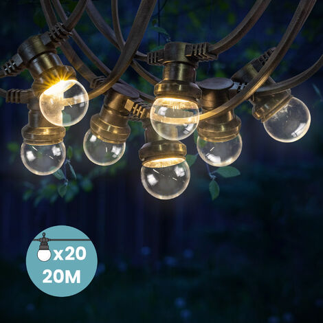 Skylantern – Guirlande lumineuse d'extérieur 20M – 20 ampoules dimmables E27 – Étanchéité IP65 – Température de couleur 2700K – Pour événements et décoration