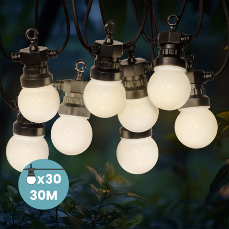 Skylantern – Guirlande lumineuse d'extérieur 30M blanche – 30 ampoules LED – Certifiée IP44 pour protection extérieure – Câble 3M inclus