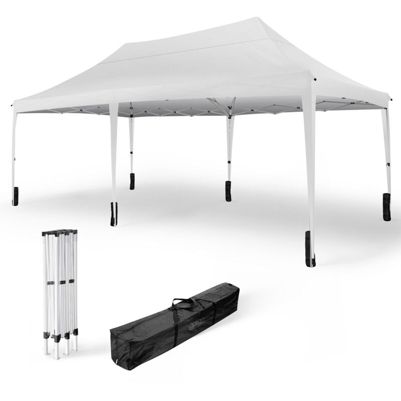 Skylantern - Tonnelle de Jardin 3 x 6 m Blanche - Tonnelle Pliante 160 g/m² - Barnum pliant pour jardin, cérémonies, camping, marchés, stand