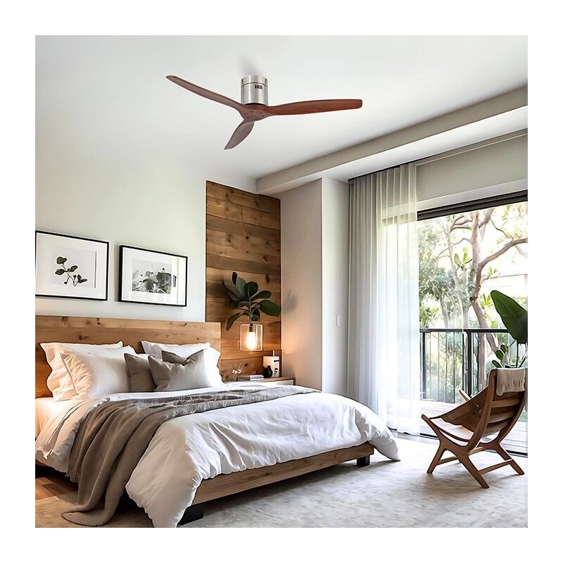 

SKYLER Ventilador de techo de madera sin luz - Motor DC - Ø 132 cm - NIQUEL SATINADO