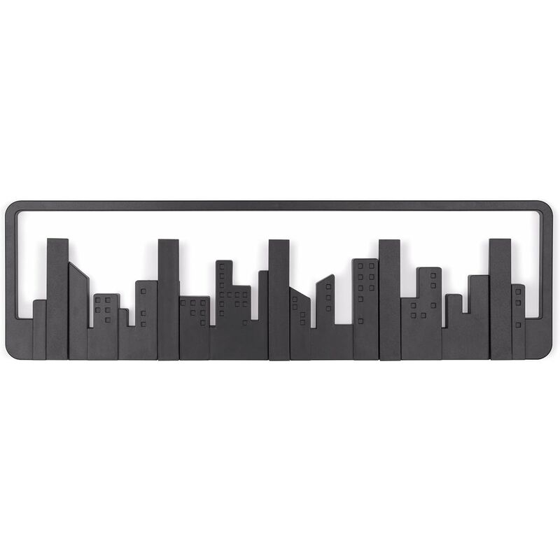 

Abcrital - Skyline Hook. Gancho Skyline con 5 ganchos en plástico mudo, color negro mate. Dimensión 49,5x15,2x2,5 cm