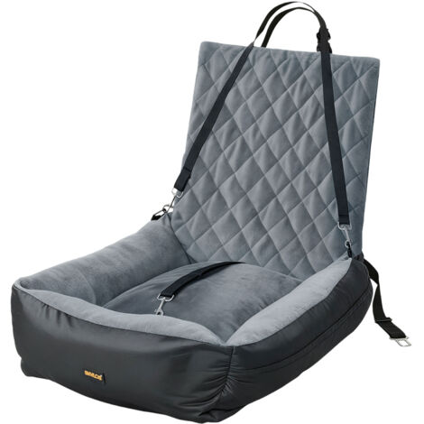 Skylos Dog Booster Car Seat Travel Carrier Plush Bed Basket Portable Pet Grey
