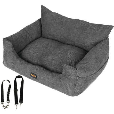 Skylos Pet Car Booster Seat Dog Protector Portable Travel Bed Removable Grey L
