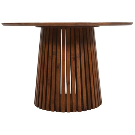 Slatted 4 to 6 Seater Round Dining Table - Mango Wood - L120 x W120 x H76 cm