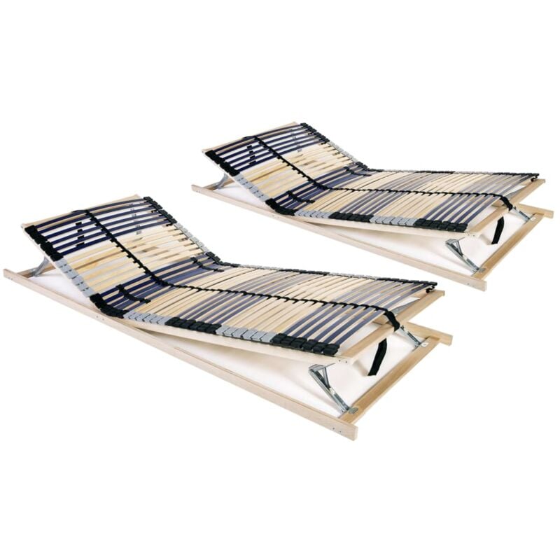 Slatted Bed Bases without Mattress 2 pcs with 42 Slats 70x200 cm Vidaxl