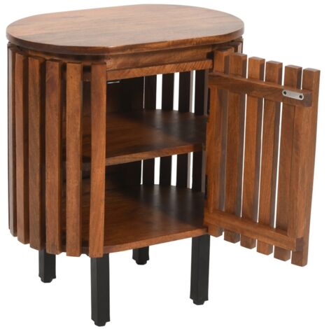 Slatted Bedside Table - Mango Wood - L35 x W50 x H58 cm