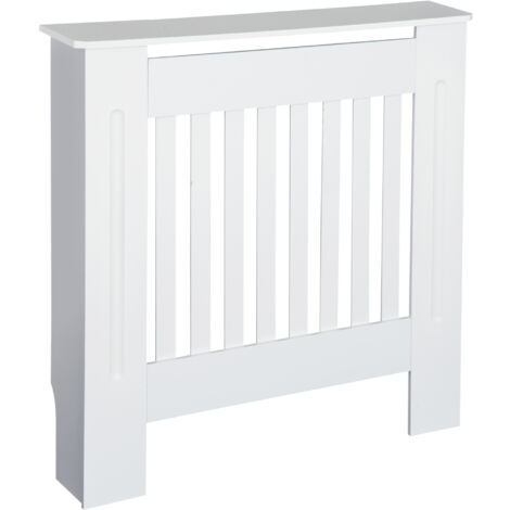 Slatted Radiator Cover Painted Cabinet MDF Lined Grill in White (78L x 19W x 81H cm)