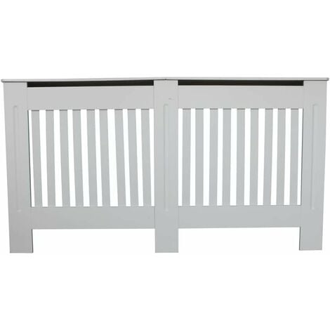Slatted Radiator Cover White Painted, Wood Radiator Cover White Modern MDF Wall Cabinet for Living Room/Bedroom/Kitchen,H 82 x W 152 x D 19 CM