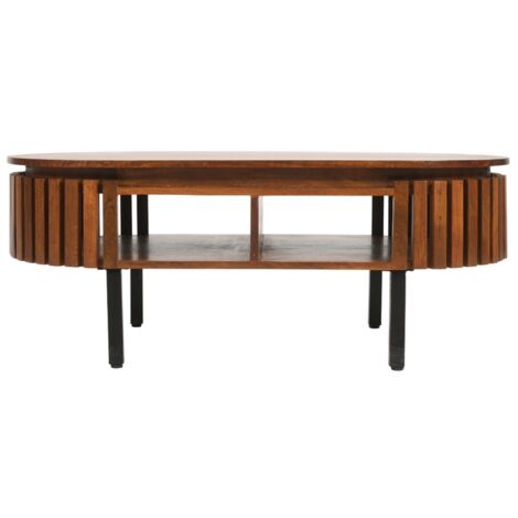 Slatted Rectangular Coffee Table - Mango Wood - L55 x W110 x H42 cm