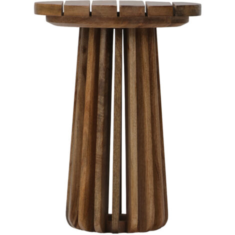 Slatted Round Side Table - Mango Wood - L37 x W37 x H51 cm - Mango Light Finish