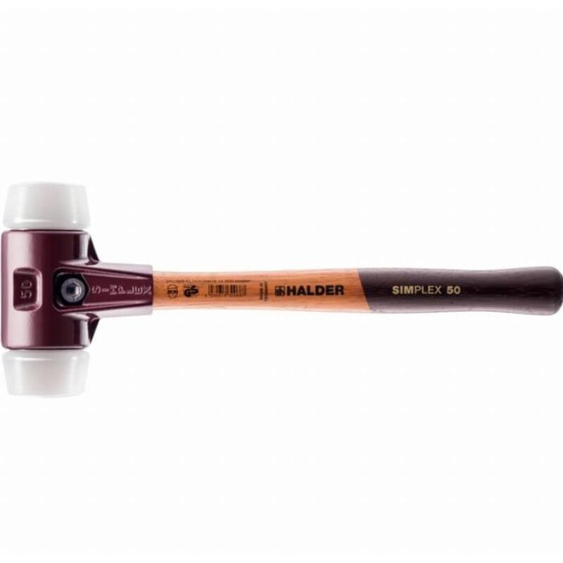 HALDER SIMPLEX Superplastic mallet with malleable cast iron housing and wooden handle - D=50 mm - 3007.050