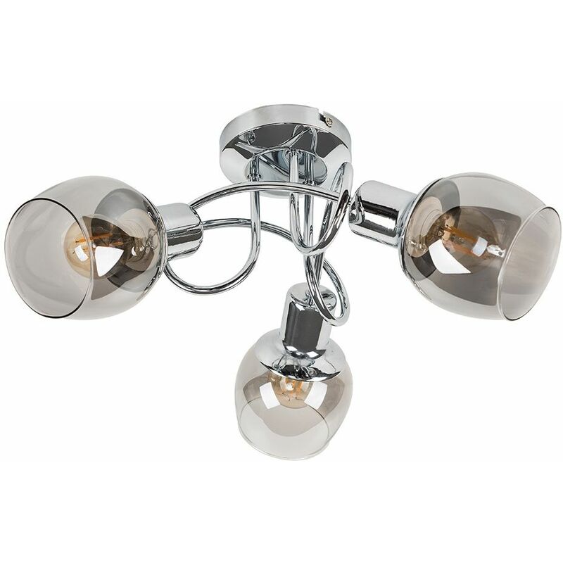 Minisun - Modern LED Ceiling Light 3 Way Swirl Chrome Finish Lounge Lighting - No Bulb