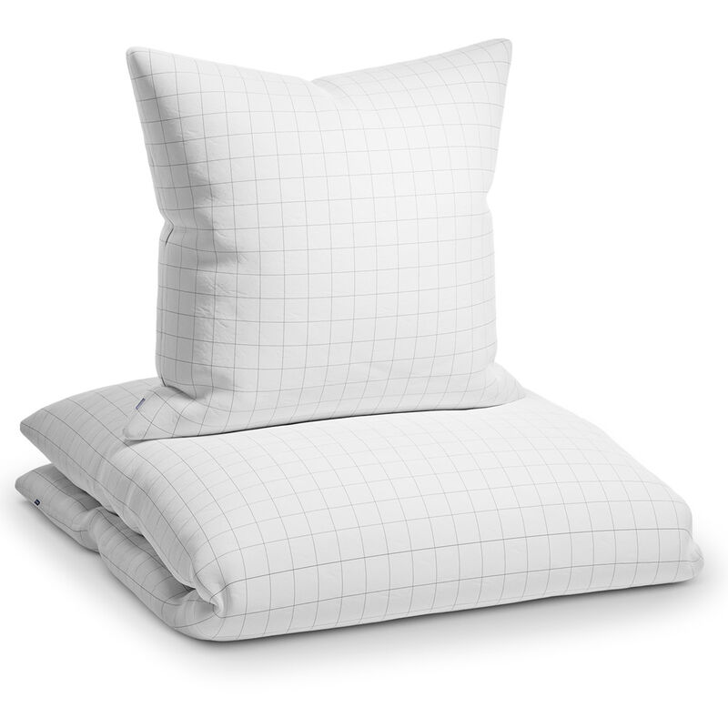 

Ropa de cama Soft Wonder-Edition 135x200 cm blanco/gris a cuadros