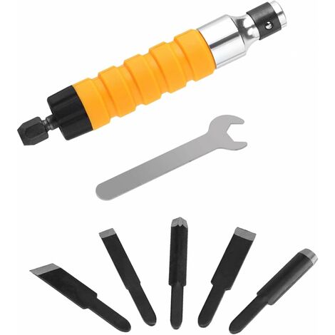 SL.GT Ciseau à découper électrique pour le travail du bois, outil de couteau de gravure avec 5 lames et 1 accessoires de clé