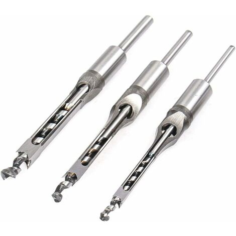 SL.GT Lot de 3 burins à mortaiser et forets à trou carré pour le travail du bois, scie-cloche à mortaiser (1/4", 3/8", 5/8")