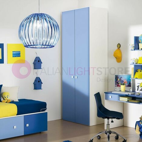 PERENZ SRL SLICE Lampada a Sospensione Moderna d. 30 in Acrilico Blu Trasparente