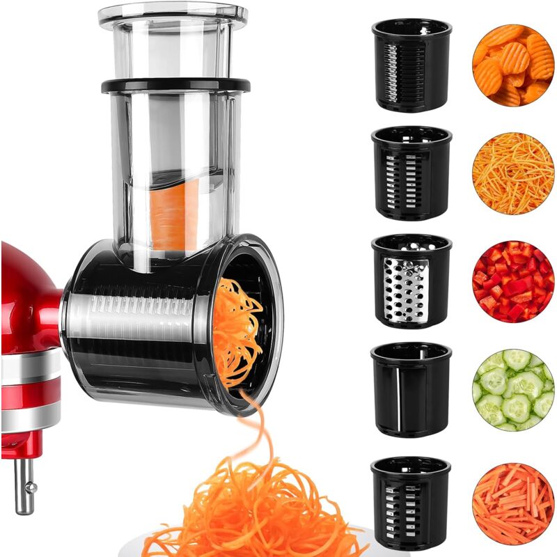 Dolaso - Slicer Shredder accessoire pour mélangeur KitchenAid - râpe à fromage 5 lames & accessoires Veggie Slicer