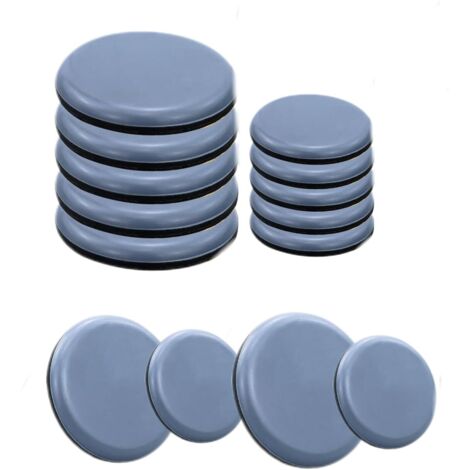 Slider per mobili, 16 pezzi Slider per mobili autoadesivi rotondi in PTFE adatti per pavimenti lisci e tappeti (rotondi, 25 mm/50 mm)