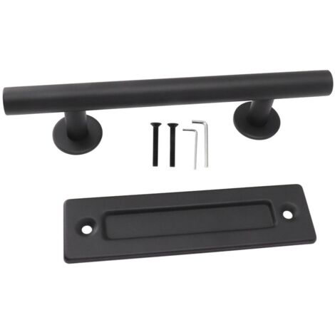 Sliding Barn Door Handle Black Carbon Steel Barn Door Handle for Cabinets Wardrobes