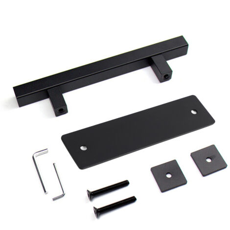 Sliding Barn Door Handle Flat Back Plate Double Sided Rectangular Black Door Pull Handle