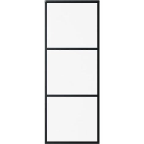 Sliding Door 3-Panel ESG Glass and Aluminium 76x205 cm Black vidaXL