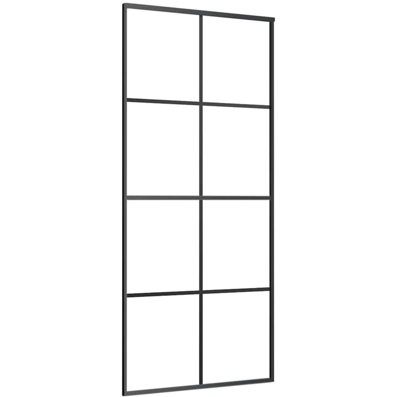 Vidaxl - Sliding Door Black 90x205 Cm Esg Glass And Aluminium