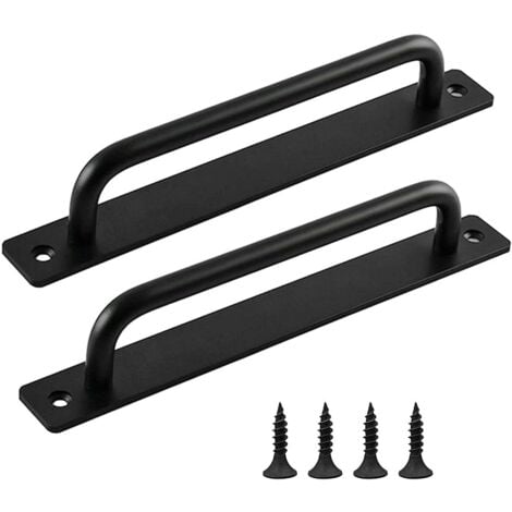 Sliding Door Handle, 2 Pack Barn Door Handle, Door Handle in Black, Interior and Exterior Door Handles with Screws, for Kitchen, Furniture, Cabinets, Cupboards, Doors