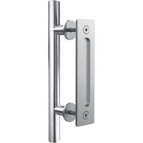 Sliding Door Handle Door Handle Stainless Steel Double Sided Handle, Silver 24cm