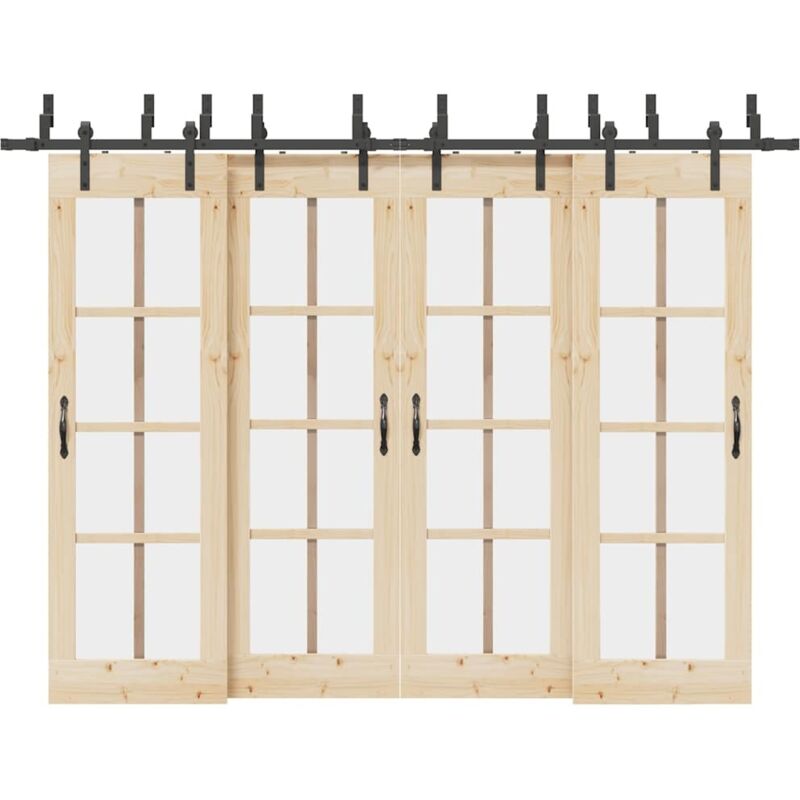Sliding Door Hardware Kit 305 cm Steel Black vidaXL