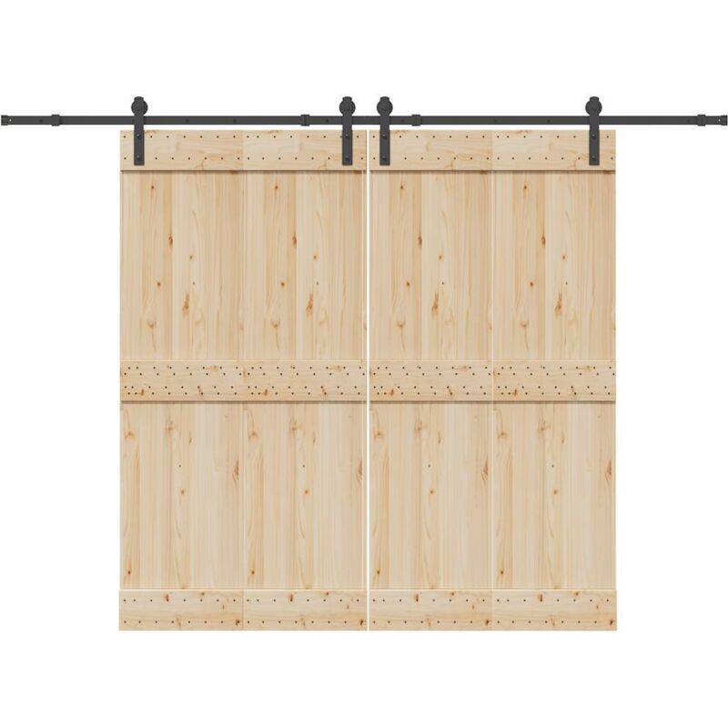 Sliding Door Hardware Kit 305 cm Steel Black Vidaxl