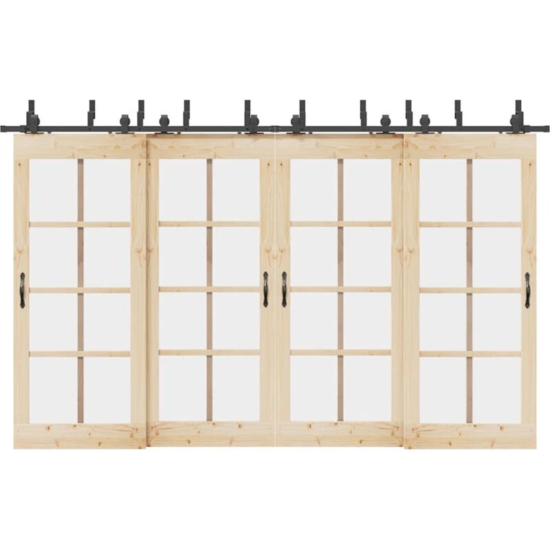 Vidaxl - Sliding Door Hardware Kit 366 cm Steel Black