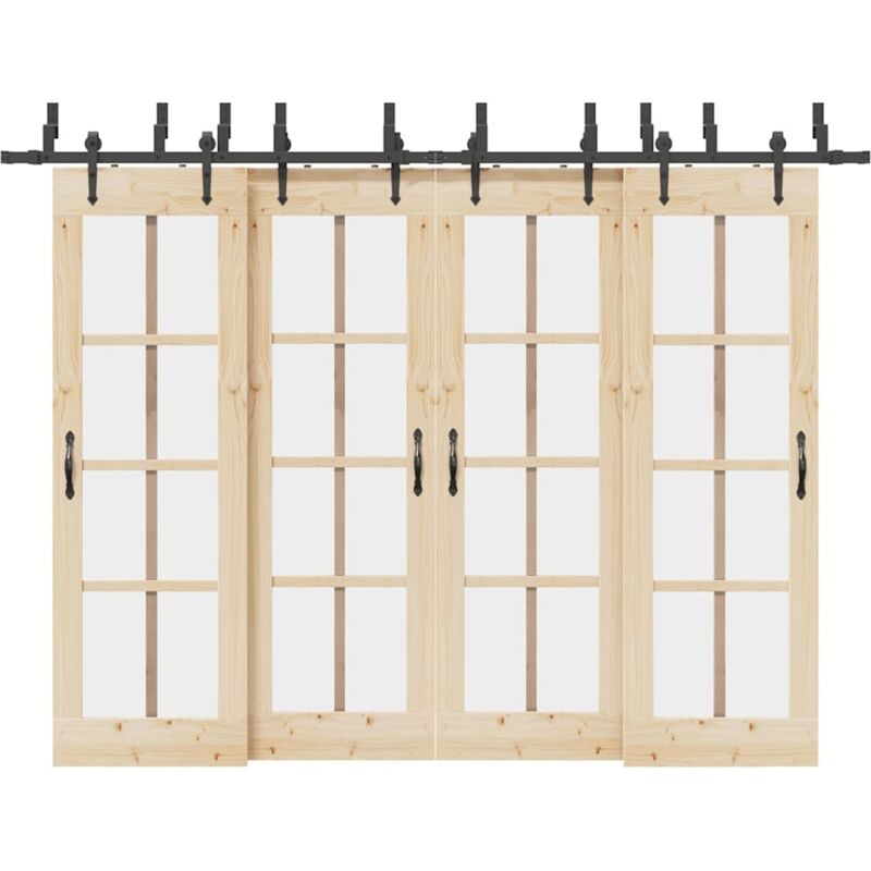 Vidaxl - Sliding Door Hardware Kit 305 cm Steel Black