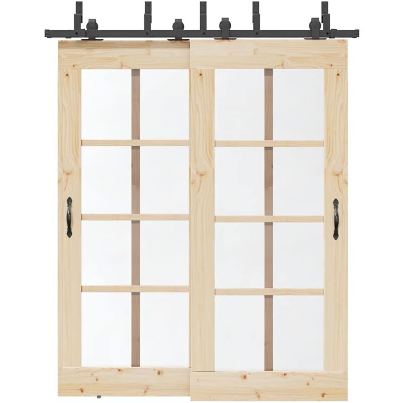Sliding Door Hardware Kit 183 cm Steel Black Vidaxl