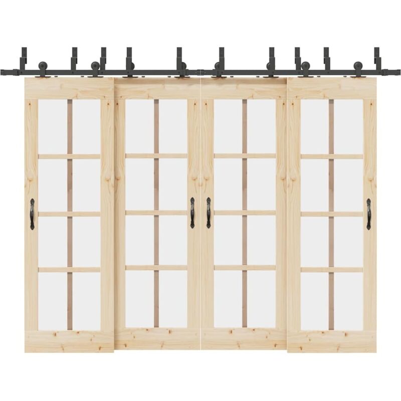 Vidaxl - Sliding Door Hardware Kit 305 cm Steel Black