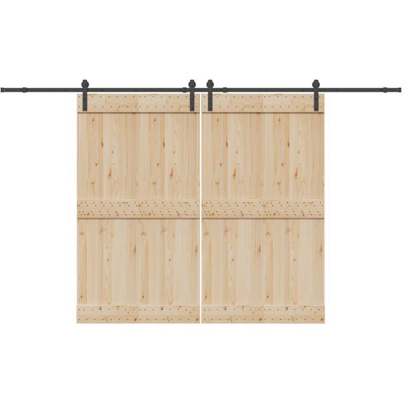 Sliding Door Hardware Kit 366 cm Steel Black vidaXL