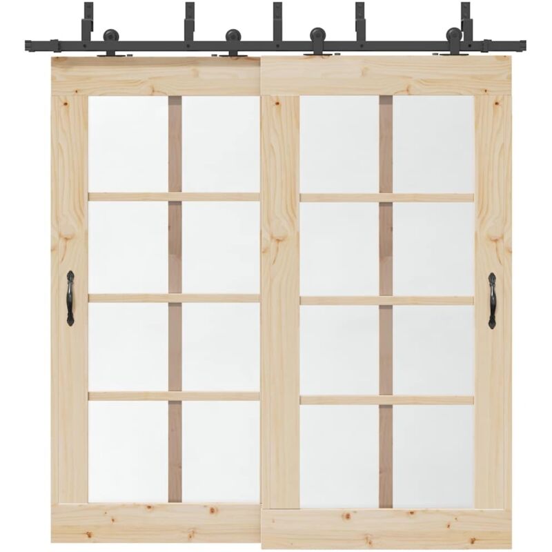Sliding Door Hardware Kit 213, 5 Cm Steel Black Vidaxl