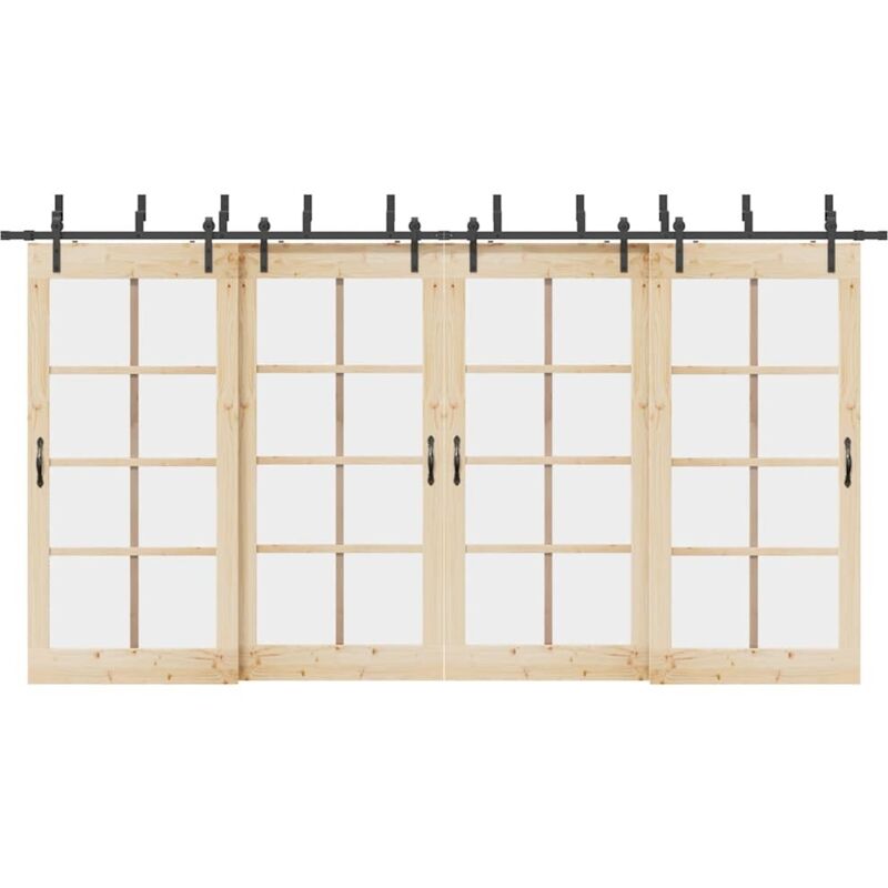 Sliding Door Hardware Kit 427 cm Steel Black vidaXL