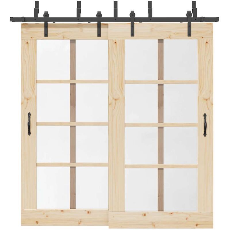 Sliding Door Hardware Kit 213,5 cm Steel Black vidaXL