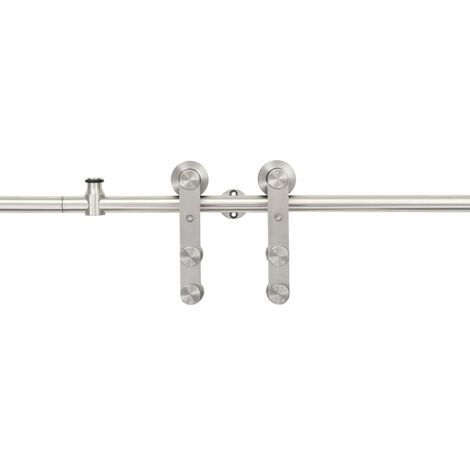 Sliding Door Hardware Kit 183 Cm Stainless Steel Silver