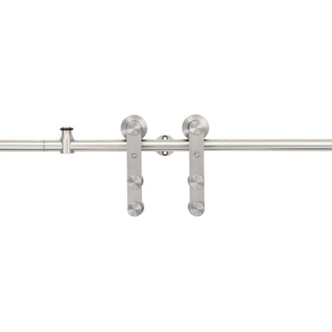 Sliding Door Hardware Kit 183 cm Stainless Steel Silver vidaXL