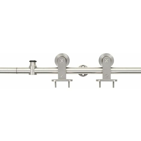 Sliding Door Hardware Kit 183 cm Stainless Steel Silver vidaXL