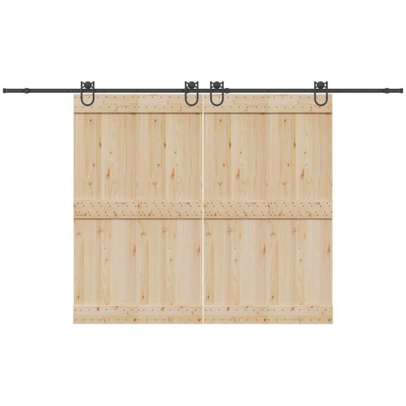 Sliding Door Hardware Kit 366 cm Steel Black Vidaxl