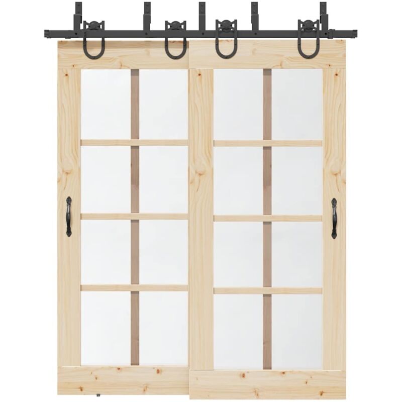 Sliding Door Hardware Kit 183 cm Steel Black vidaXL