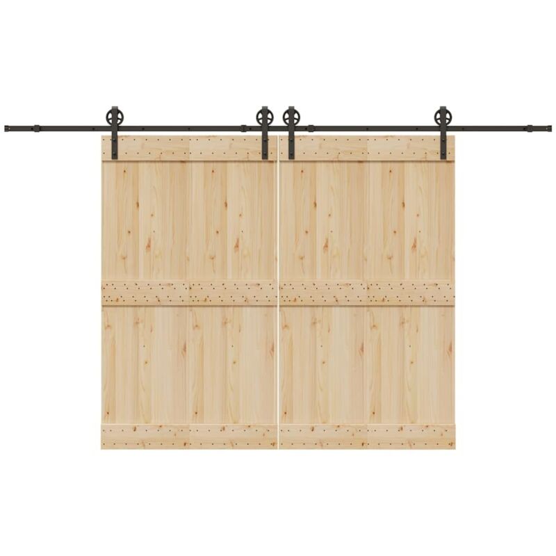 Sliding Door Hardware Kit 366 cm Steel Black vidaXL