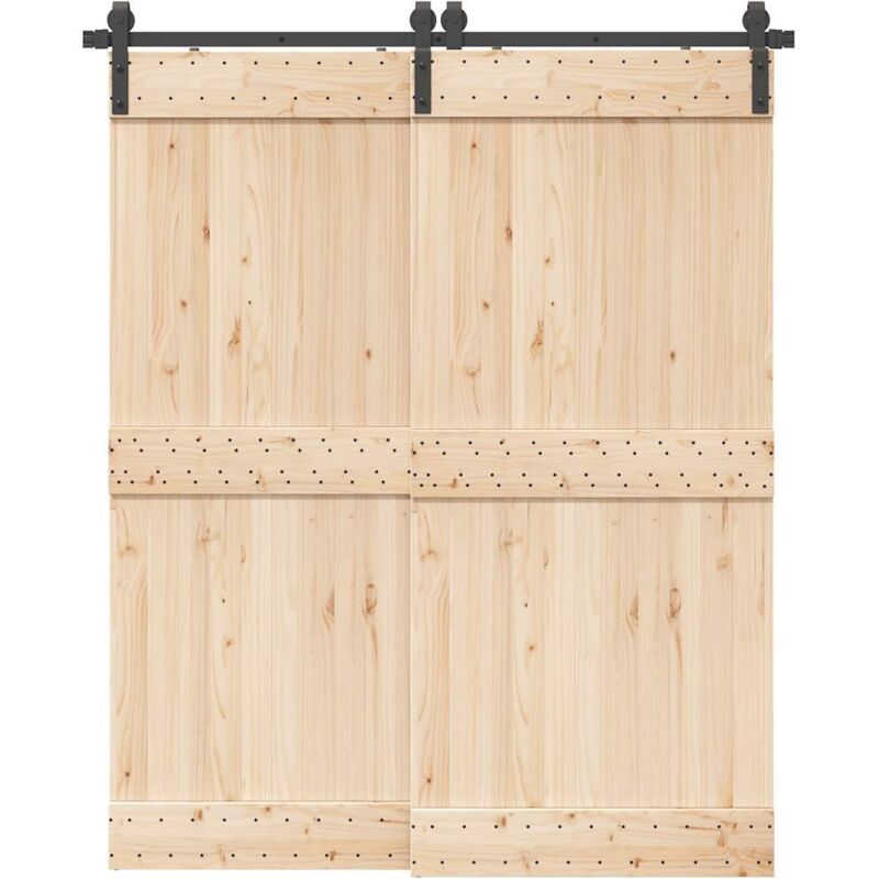Sliding Door Hardware Kit 183 Cm Steel Black Vidaxl