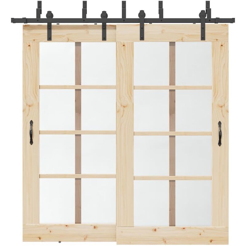 Sliding Door Hardware Kit 213,5 cm Steel Black vidaXL